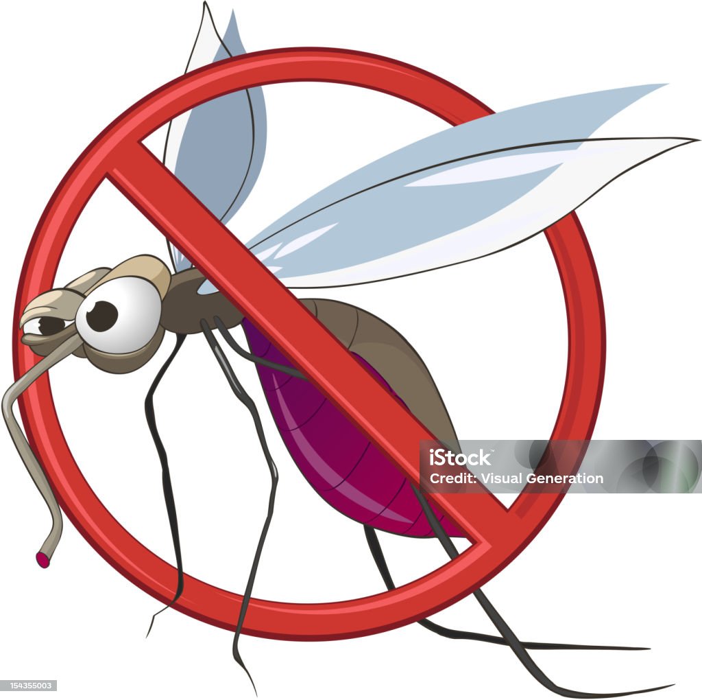 Cartoon STOP Mosquito Cartoon STOP Mosquito Isolated on White Background. Vector. Mosquito stock vector