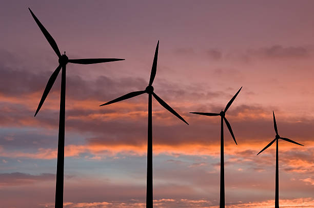 istock Ecology energy farm with wind turbine 154357111