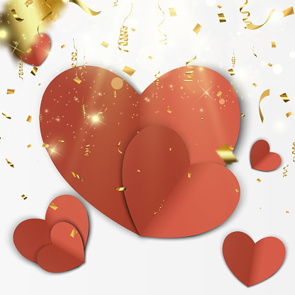 Hearts on a transparent background. Love card. Recognition of attractiveness.