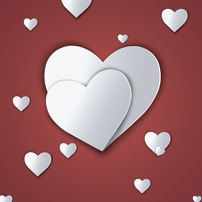 Hearts on a transparent background. Love card. Recognition of attractiveness.
