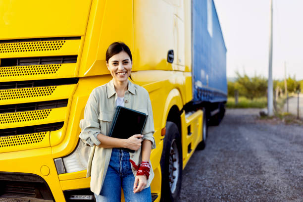 istock Female Truck Driver Portrait 1543589085