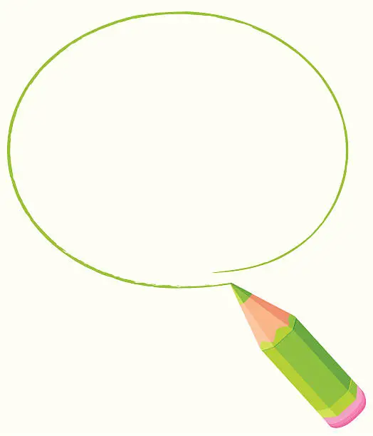 Vector illustration of Green bubble drawing by a colored pencil.