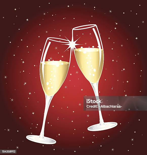 Шампанское Тост — стоковая векторная графика и другие изображения на тему Алкоголь - напиток - Алкоголь - напиток, Без людей, Бокал для шампанского