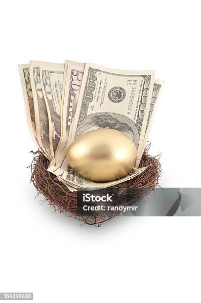 Золотое Яйцо И Деньги — стоковые фотографии и другие картинки Накопления - Накопления, 100 американских долларов, 20 американских долларов