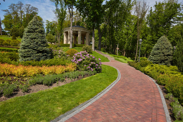 istock Beautiful summer garden with a walkway 1543601874