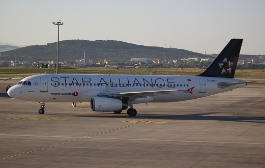 Istanbul, Turkey – June 25, 2017: The Star Alliance airplane in Istanbul Airport.