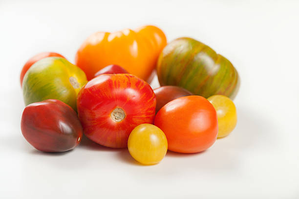 orgânico tomate heirloom - heirloom tomato homegrown produce tomato organic imagens e fotografias de stock