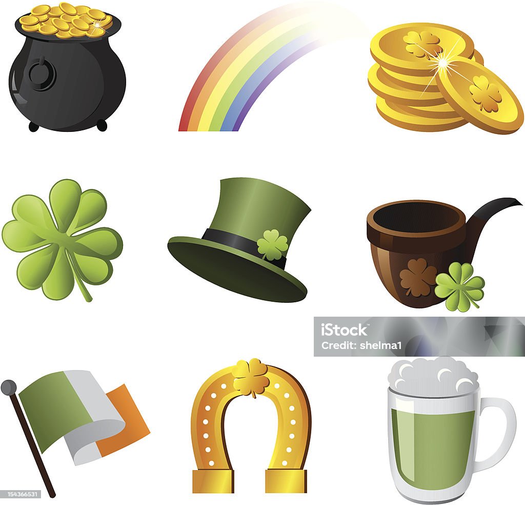 Irish Icon-Set - Lizenzfrei Goldtopf Vektorgrafik