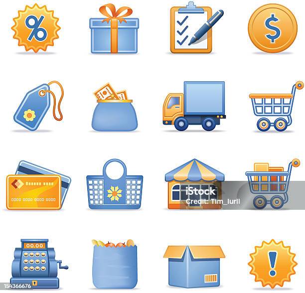 쇼핑 아이콘 블루 오랑주 시리즈 가방에 대한 스톡 벡터 아트 및 기타 이미지 - 가방, 구매, 그래픽 사용자 인터페이스