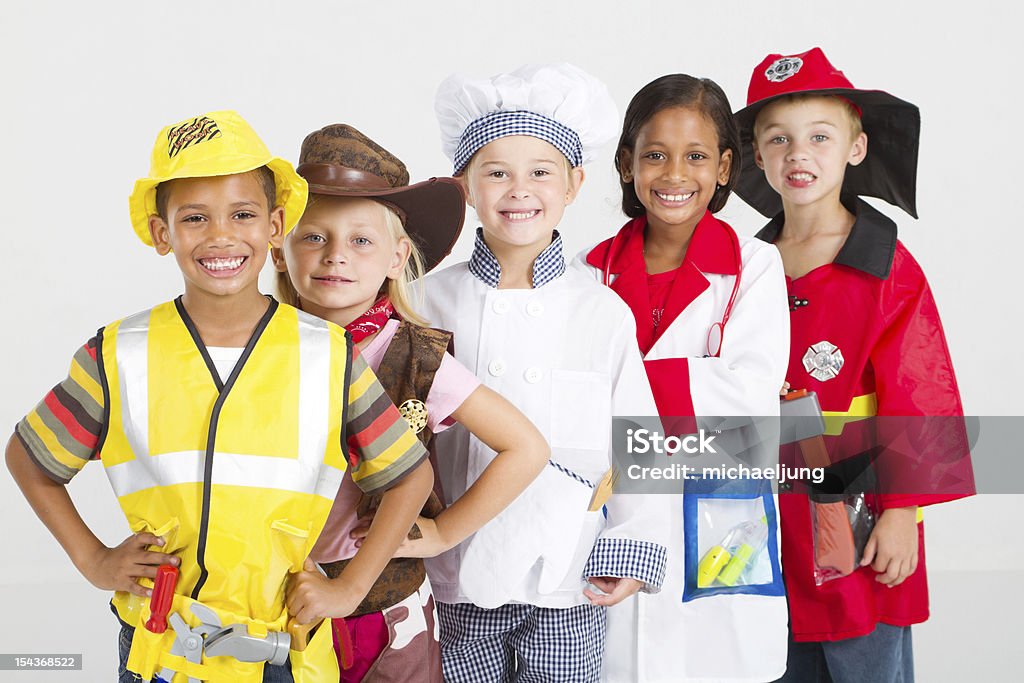 Niños en ropa de trabajo - Foto de stock de Niño libre de derechos