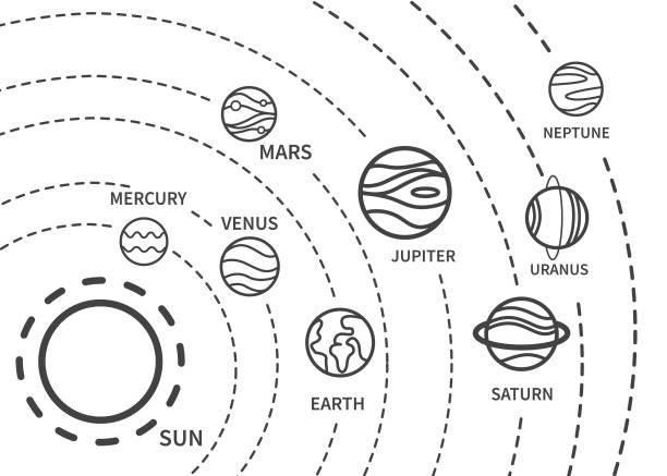 illustrazioni stock, clip art, cartoni animati e icone di tendenza di un pianeta del sistema solare.  pagina da colorare per il relax. - nettuno