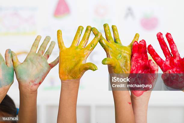 Kids Hands Paint Stock Photo - Download Image Now - Painting - Activity, Art, Art And Craft