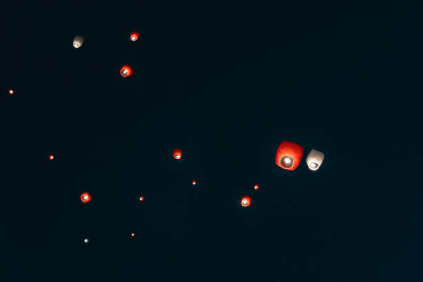 istock Floating sky lantern Festival at night 1543718834