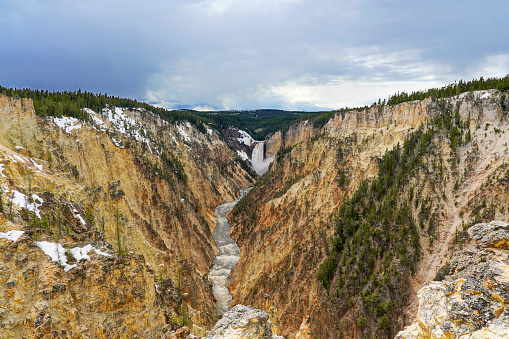 yellowstone river waterfalls rainbow