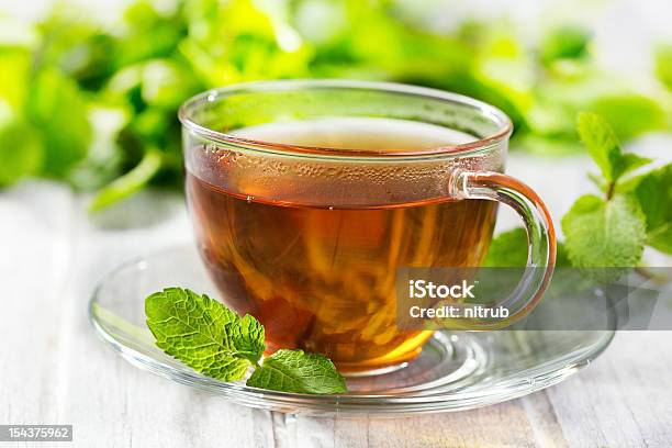 Cups Of Tea With Mint Stock Photo - Download Image Now - Breakfast, Close-up, Cup