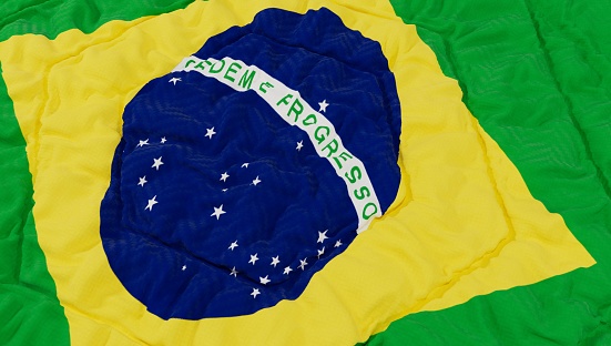 Brazil Flag High Details Wavy Background