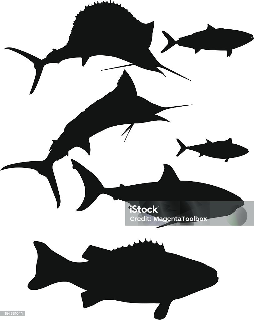 Poisson Sillouetted - clipart vectoriel de Poisson-voilier libre de droits