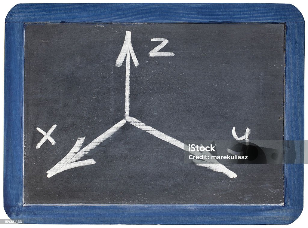 Cartesian Koordinaten xyz auf Tafel - Lizenzfrei Dreidimensional Stock-Foto
