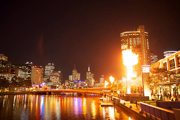 Melbourne City at Dusk stock photo