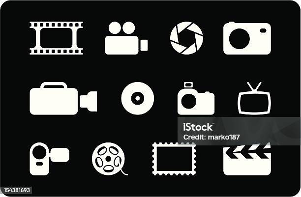 Białe Zdjęcie I Wideo Ikon - Stockowe grafiki wektorowe i więcej obrazów Aparat fotograficzny - Aparat fotograficzny, Biały, CD-ROM