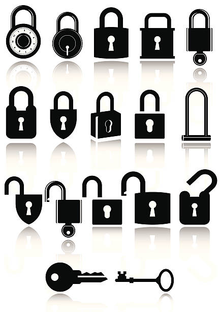 Set of lock icons vector art illustration