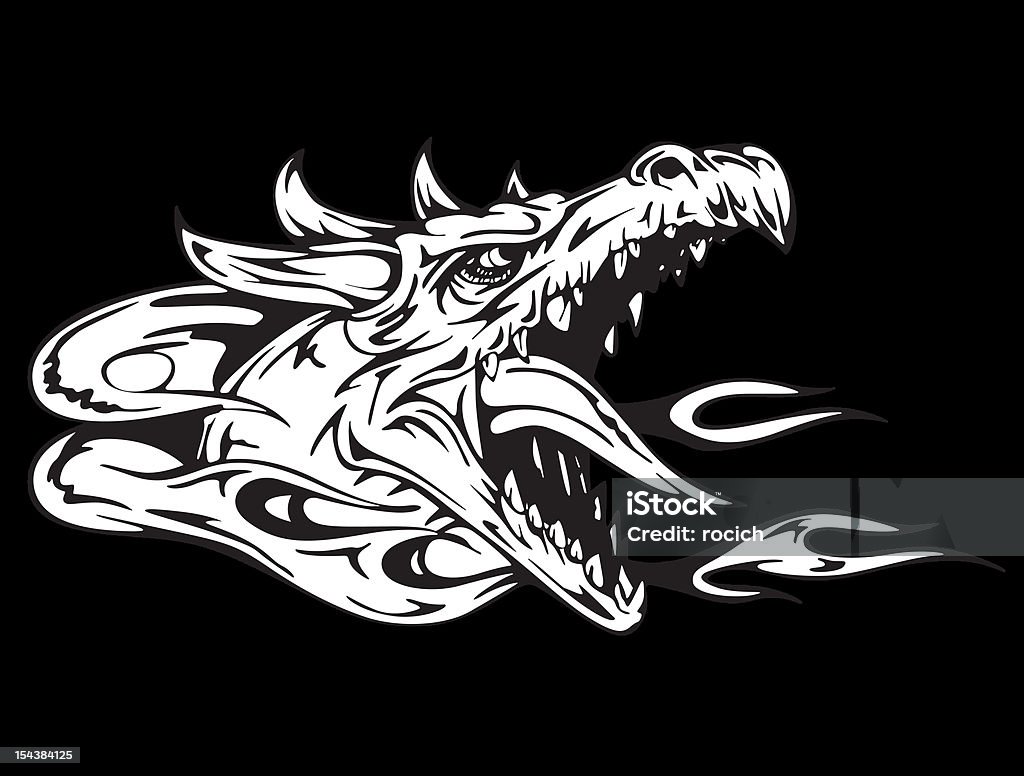 Dragon head Dragon head. Black and white vector illustration. Animal stock vector