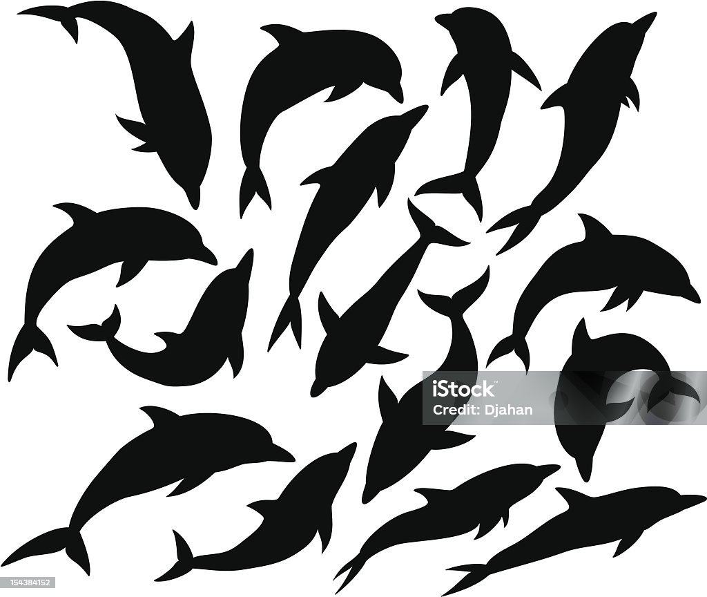 Dolphin silhouette Set of dolphin silhouetts, isolated on white Dolphin stock vector