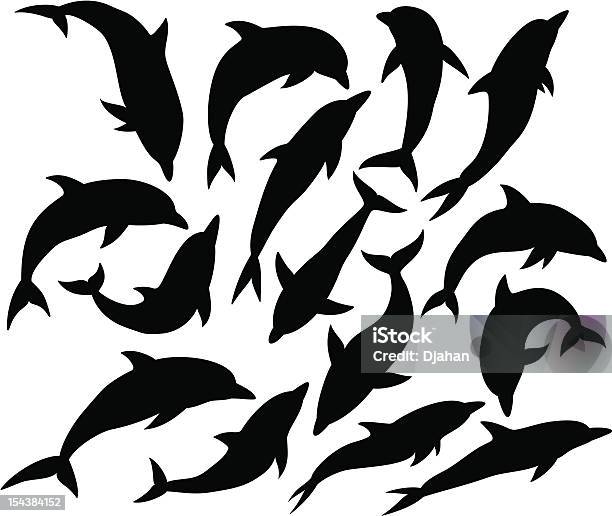 Dolphin Silhouette Stock Illustration - Download Image Now - Dolphin, In Silhouette, Vector