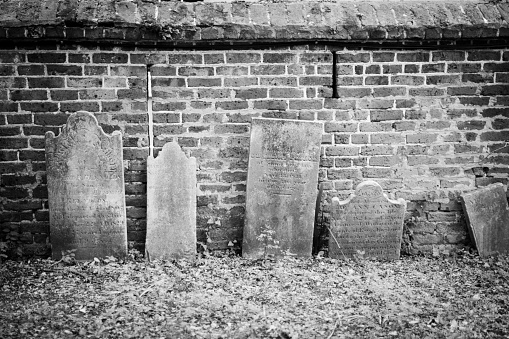 Gravestones and a derelict chapel at Hither Green Cemetery in south east London. This chapel was the “Dissenters’ Chapel” for nonconformists.