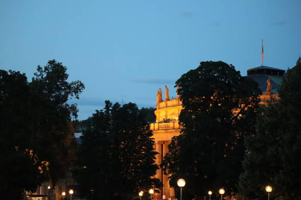 Stuttgart City State's Theatre by night