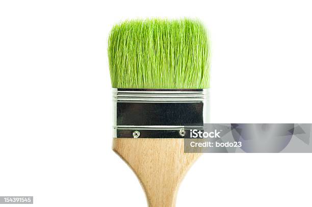 Green Grass On Paintbrush Stock Photo - Download Image Now - Greenwashing, Paintbrush, Green Color