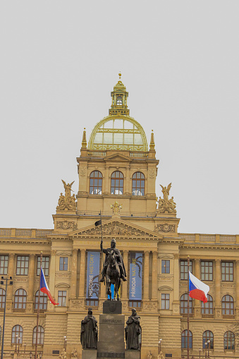Prague, Czech Republic - July 25, 2020: The Rudolfinum neo-renaissance building, seat of the Czech Philharmonic Orchestra and Galerie Rudolfinum