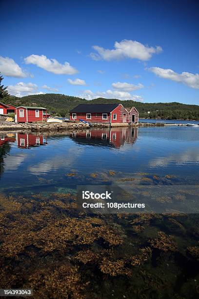 Baía De Beautifull Noruega Com Barcos E Subaquático Folhagem - Fotografias de stock e mais imagens de Fiorde