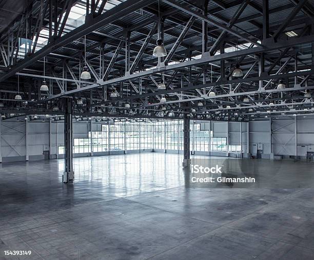 Interior Of An Empty Warehouse Stock Photo - Download Image Now - Empty, No People, Airplane Hangar