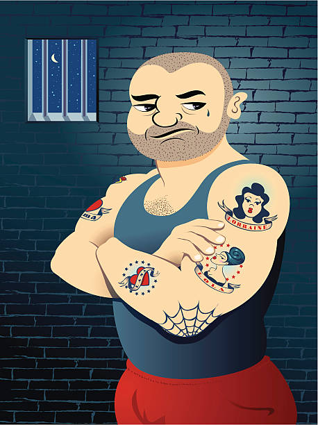Tattooed Prisoner vector art illustration