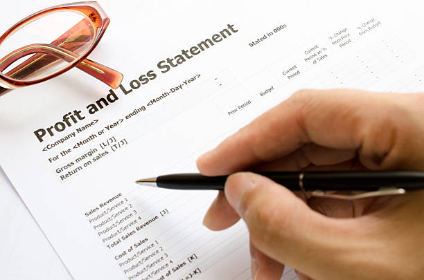 profit and loss statement - accounts statement foto e immagini stock