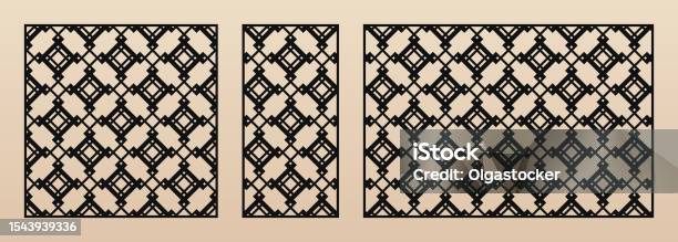 Laser Cut Patterns Vector Set With Abstract Geometric Ornament Square ...