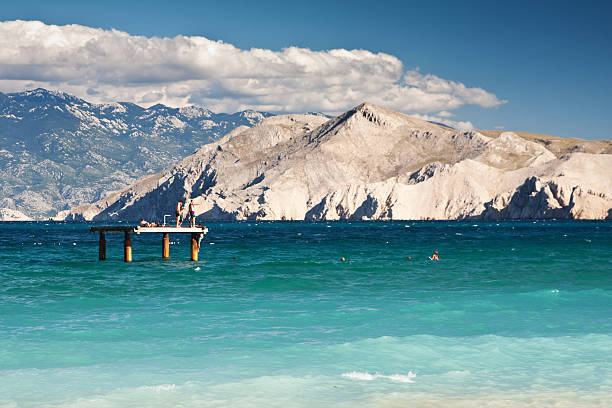 the beach in city Baska on island Krk - Croatia