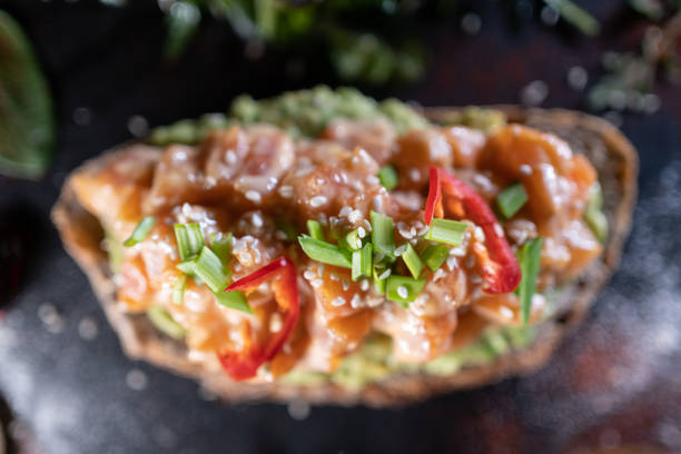 istock fresh sandwich with avocado, red salmon fish, arugula, tomato, salad, green 1543990576