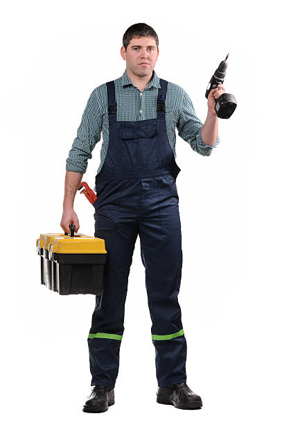 istock Mechanic with tools isolated on the white background 154399804