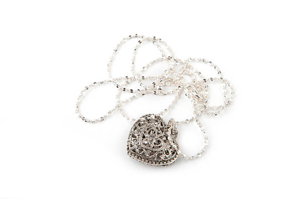 istock Silver heart pendant necklace 154399856