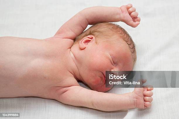 Sleeping Newborn Stock Photo - Download Image Now - Bed - Furniture, Blanket, Boys