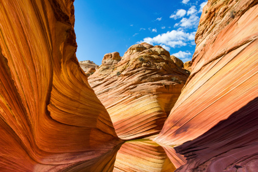 Reflection at The Wave, a beautiful rock formation situated at the border between Utah and Arizona.