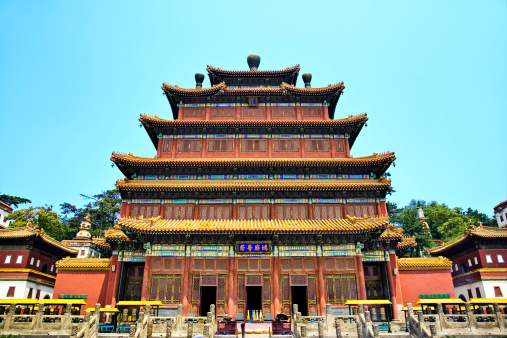 a seven-floors chinese traditional temple