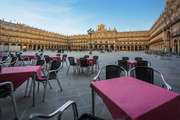 istock Restaurant Tables at Plaza Mayor Square - Salamanca, Spain 1544042755