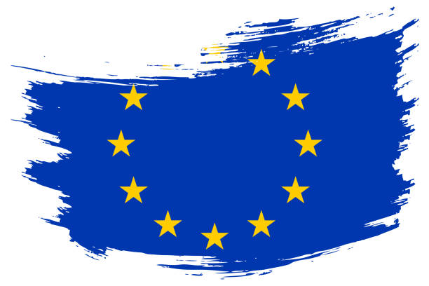 istock European Union brush stroke flag vector background. Hand drawn grunge style EU isolated banner 1544092764