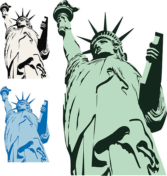 State of Liberty State of liberty in semi-silhouette. statue of liberty replica stock illustrations