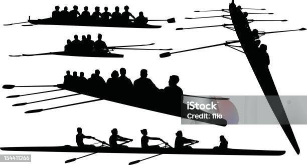 Silhouettes Daviron Vecteurs libres de droits et plus d'images vectorielles de Aviron - Aviron, Ramer, Silhouette - Contre-jour