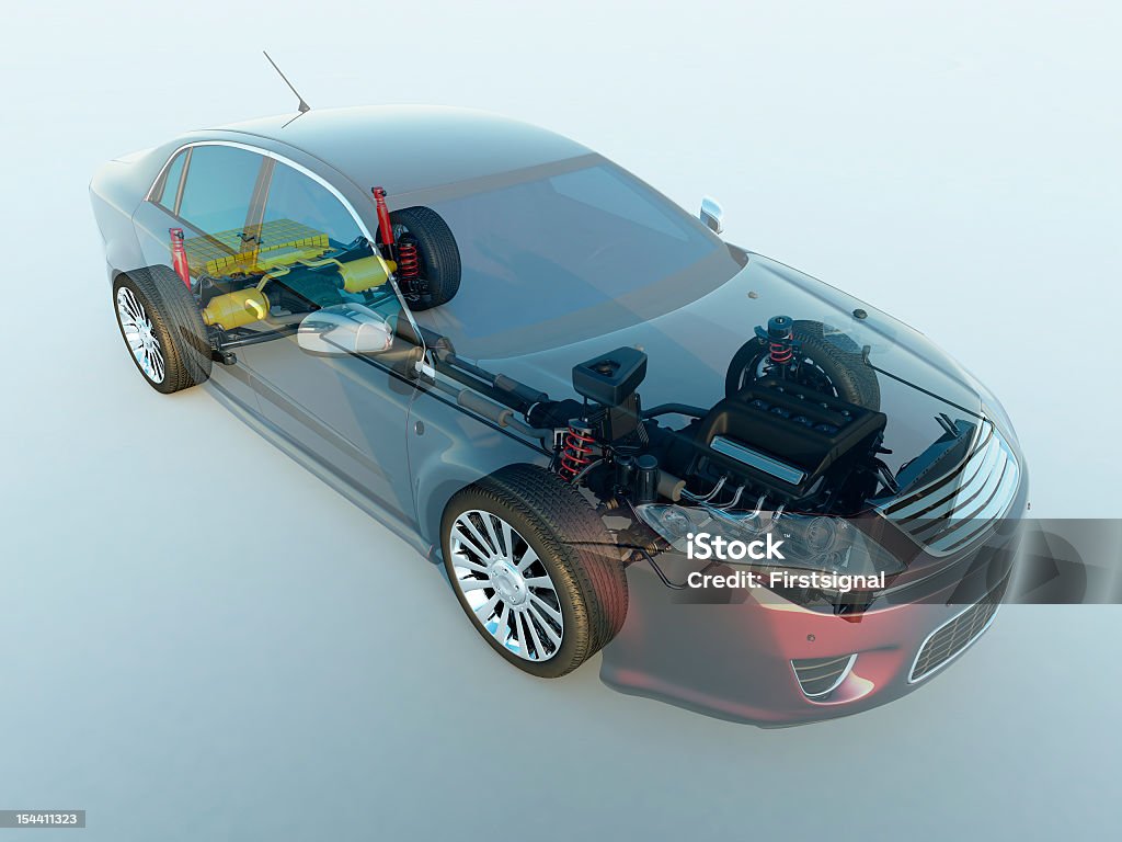 Transparent vehicle Vehicle with transparent parts. Car Stock Photo