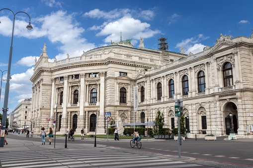 Vienna, Austria - July 7, 2016: The Burgtheater, originally known as K.K. Theater an der Burg, then until 1918 as the K.K. Hofburgtheater, is the national theater of Austria in Vienna. It is the most important German-language theater and one of the most important theatres in the world.